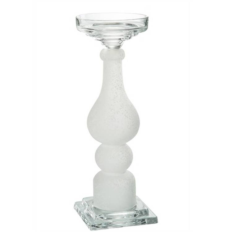 Свічник скляний білий, 36 см