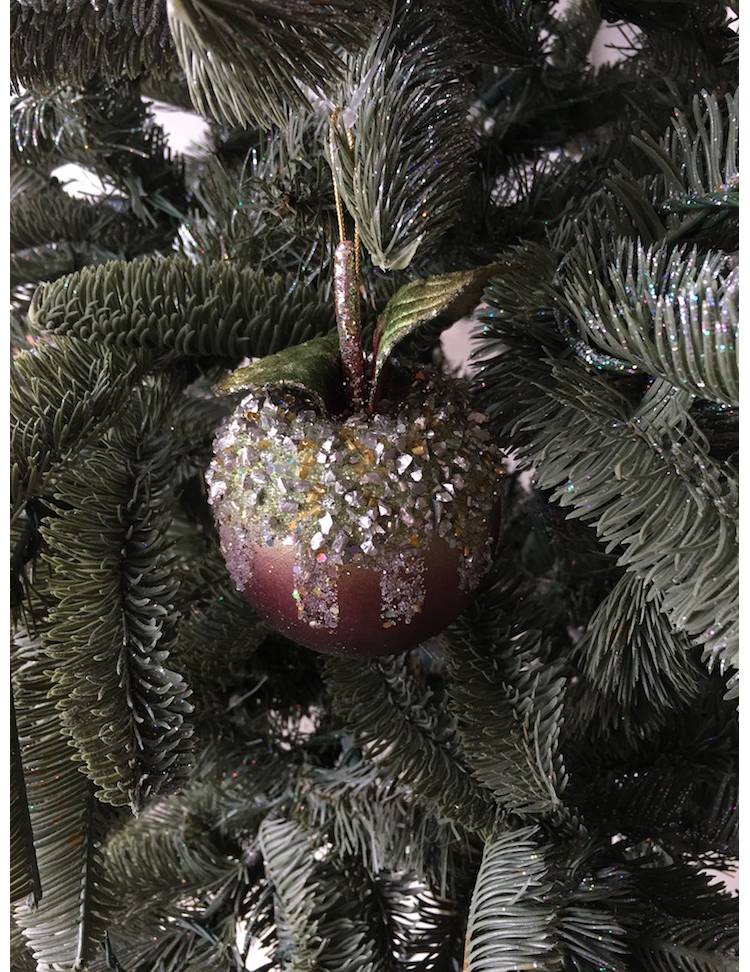 Ялинкова прикраса Груша/яблуко в бісері в асортименті зелений 15 см