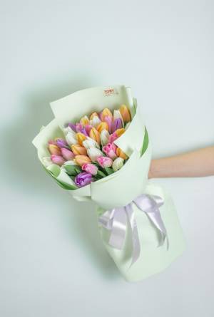 Букет 35 тюльпанів мікс - заказ и доставка цветов Киев