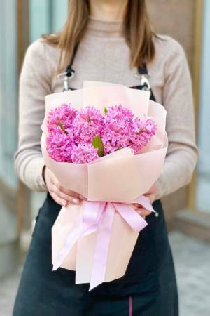 Букет 9 рожевих гіацинтів - заказ и доставка цветов Киев