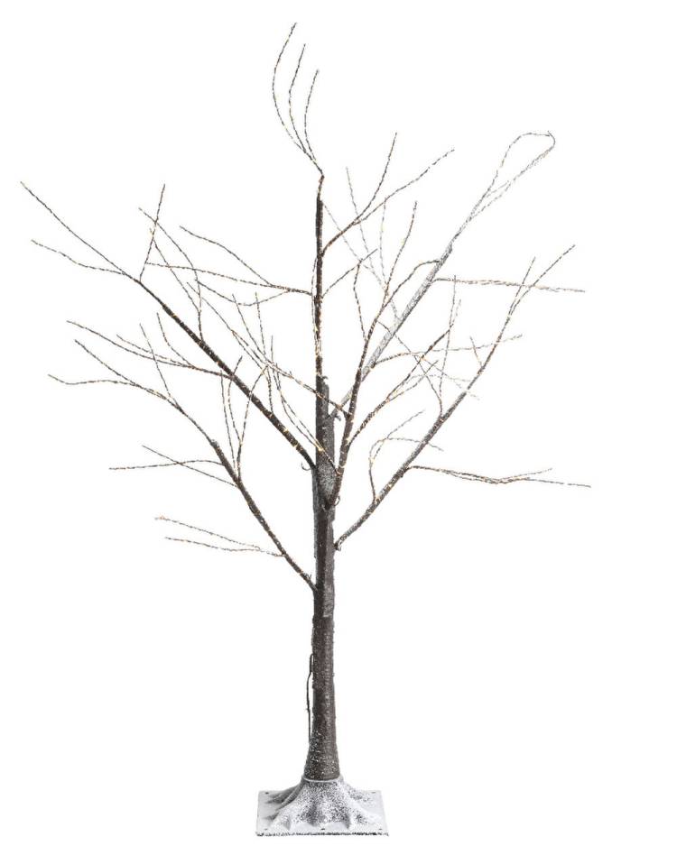 Дерево коричневе зі снігом та LED вогнями, 150 см