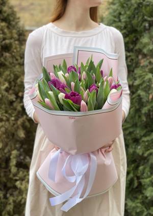Букет 35 тюльпанів мікс - заказ и доставка цветов Киев