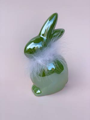 Кролик зелений з пухнастим коміром, 16 см - заказ и доставка цветов Киев