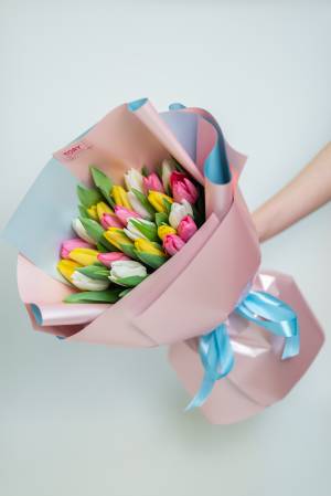 Букет 25 тюльпанів мікс - заказ и доставка цветов Киев