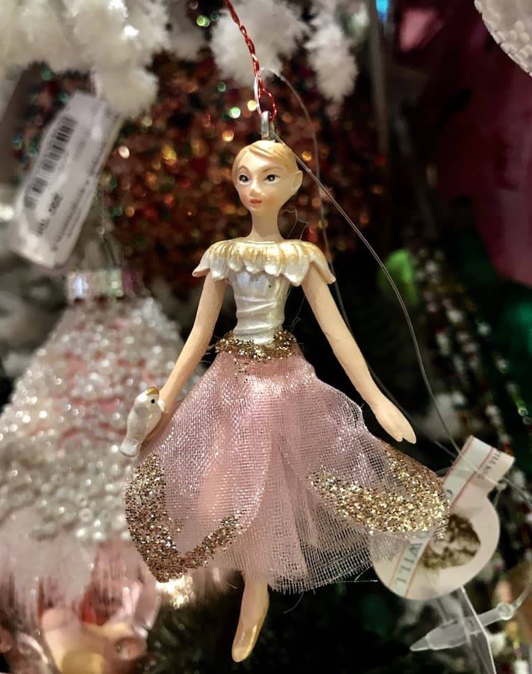 Новорічна Балерина на кліпсі, тканина, блискітки, рожевий/хром, 7см
