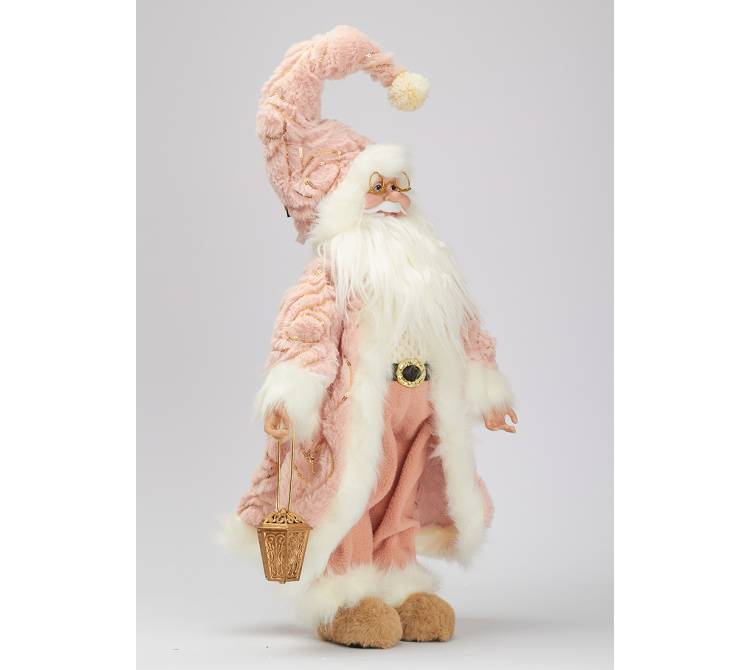 Санта стоїть у рожевій шубі -45 см.