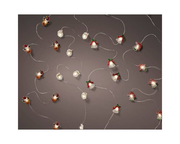 Новорічна LED гірлянда вогники у формі санти/оленя/гриба/дзвіночка 190 см