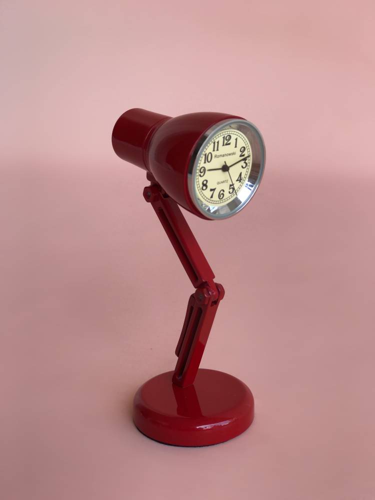 Настільний годинник "Ретро-лампа" червоний