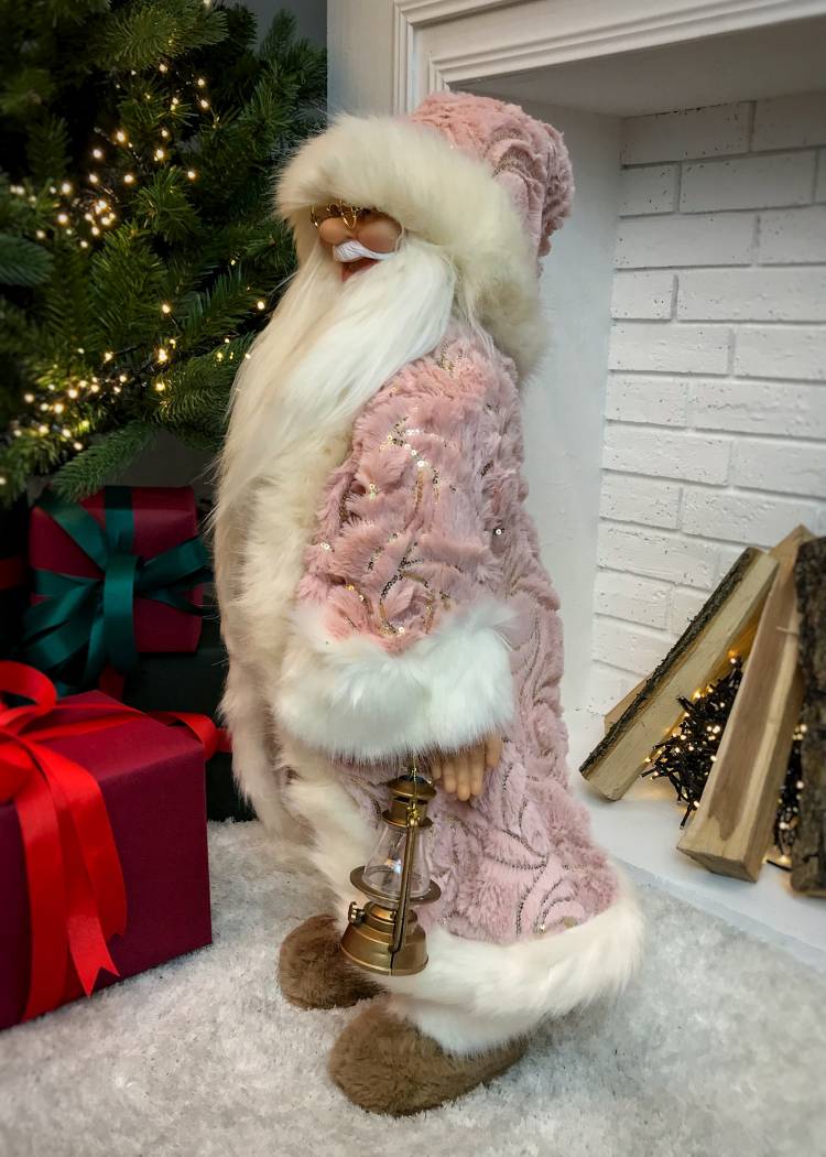 Декор Санта в розовой шубе, 60 см