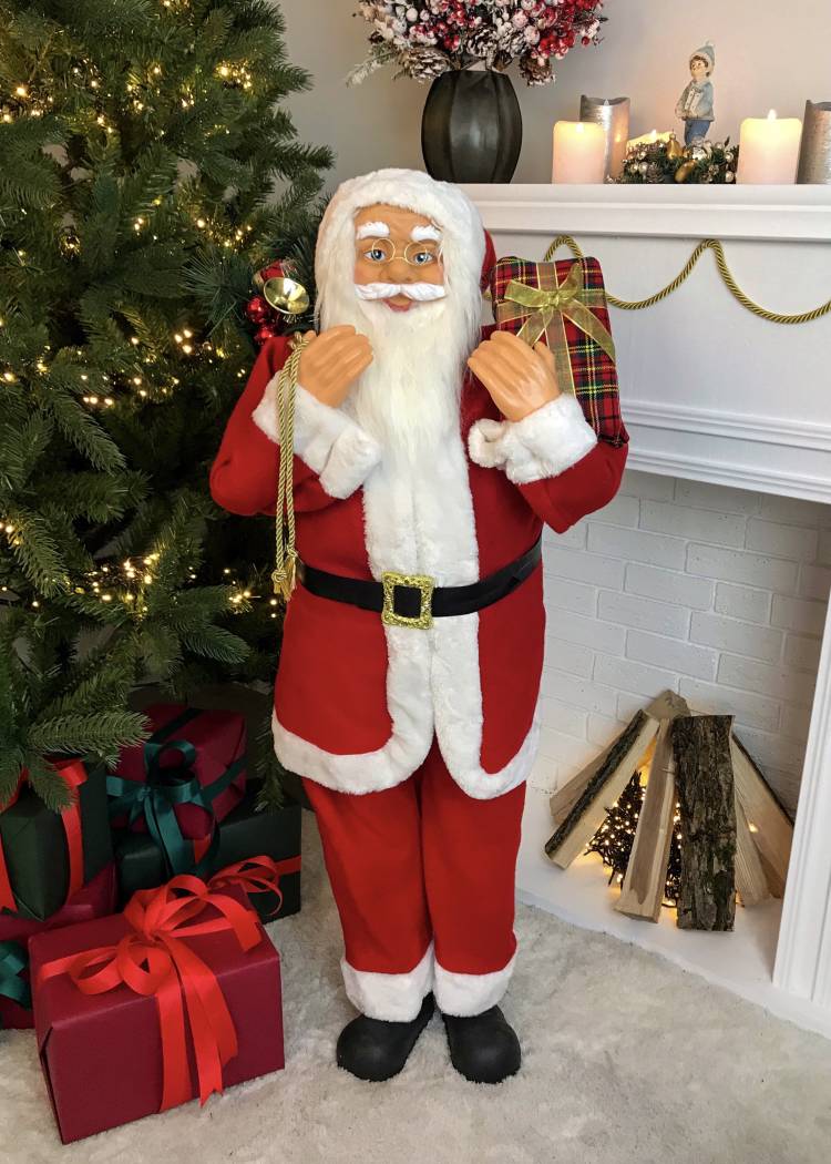 Новорічний декор / лялька Червоний Санта, тканина, 30 LED, 110см