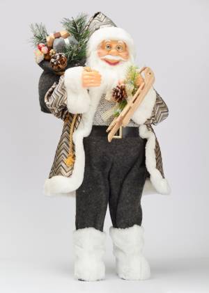 Санта , в хутряній шубі з саньми, тканину, 60 см - заказ и доставка цветов Киев