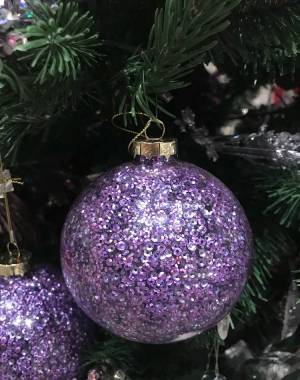 Новогодний шар, пурпурный/розовый, 10 см - заказ и доставка цветов Киев