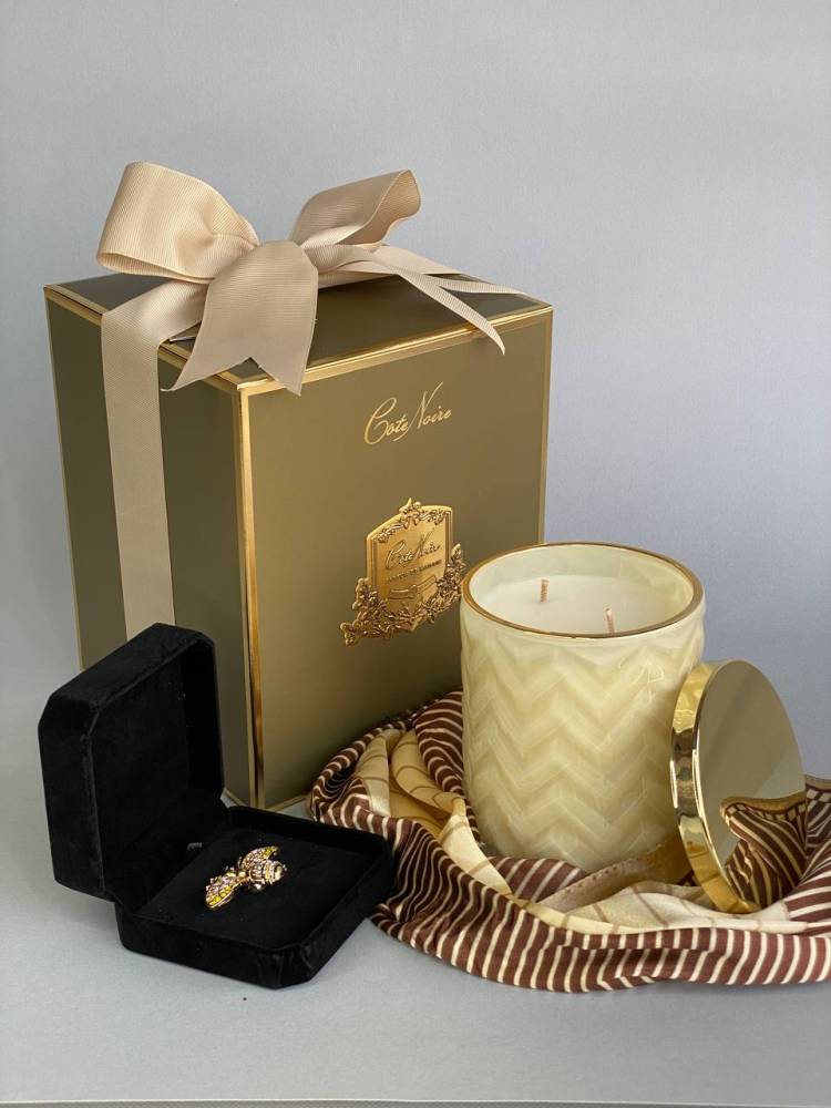 Арома свічка Cream із шарфом GOLD, 450 г