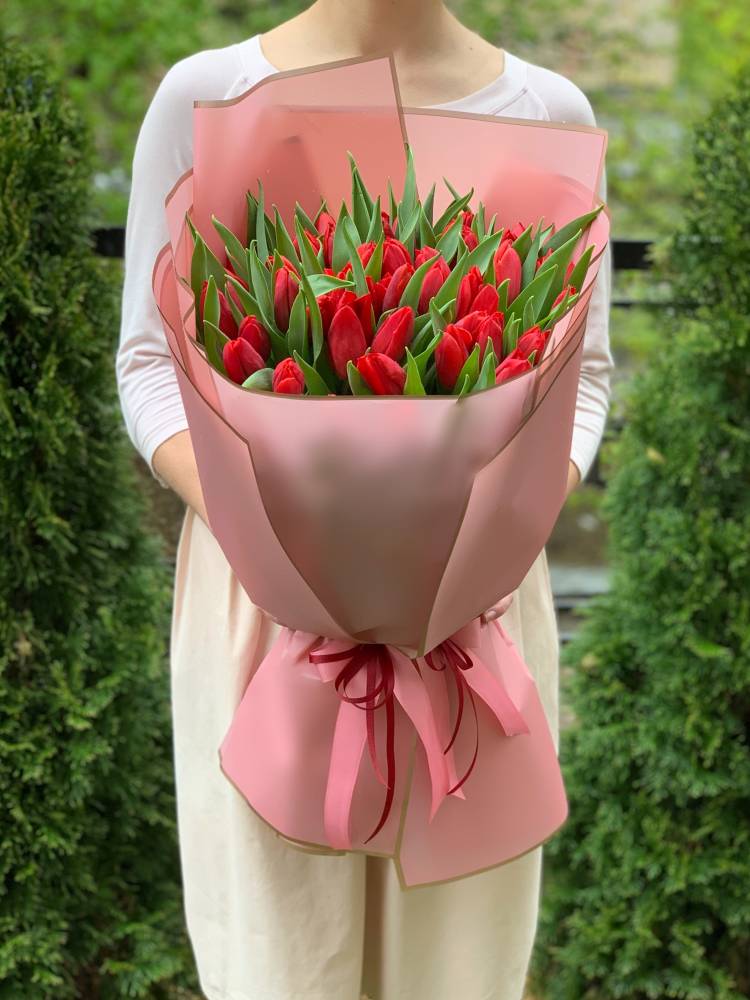 Bouquet of 51 Red Tulips