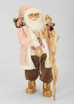Санта стоїть у рожевій шубі -81,5x36,5x28,5cm - заказ и доставка цветов Киев