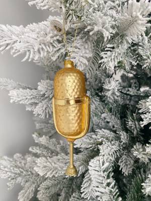 Новорічна скляна прикраса Мікрофон, золото, 15,... - заказ и доставка цветов Киев