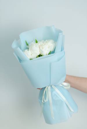 Букет 9 білих піоновидних тюльпанів - заказ и доставка цветов Киев