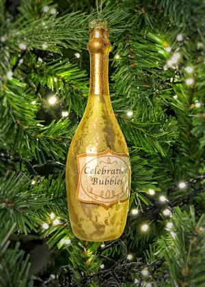 Новогодний набор Бутылка и бокал шампанского 2 шт - заказ и доставка цветов Киев