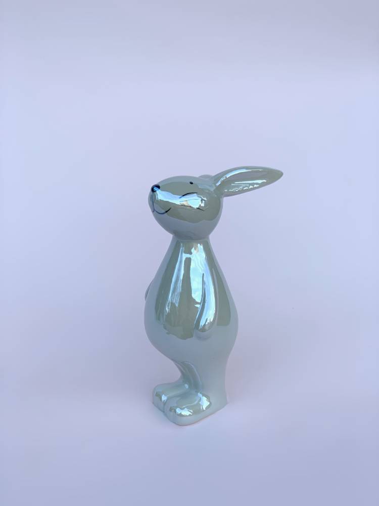 Статуетка Кролик сірий/білий керамічний 8*13*5 см