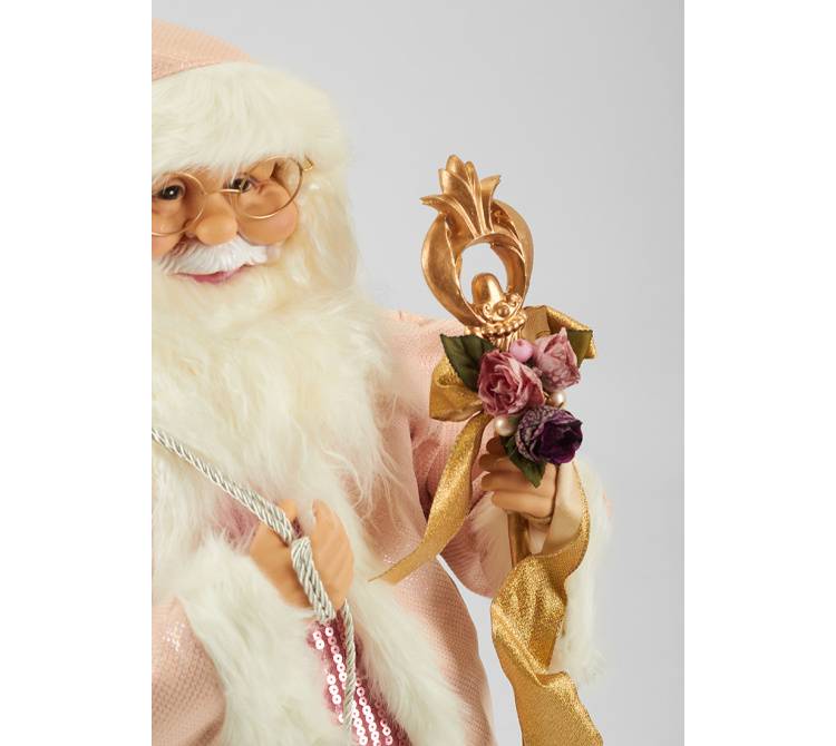 Санта стоит в розовой шубе -81,5x36,5x28,5cm