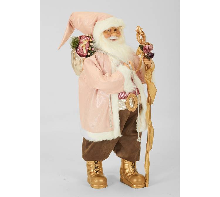 Санта стоит в розовой шубе -81,5x36,5x28,5cm