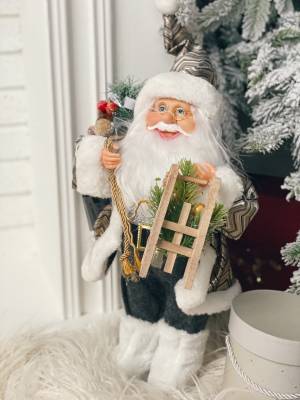 Санта стоит светло-серый LED-25х15х40 см - заказ и доставка цветов Киев