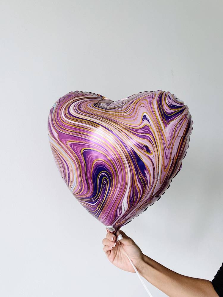 Шар фольгированный Сердце Агат фиолетовый