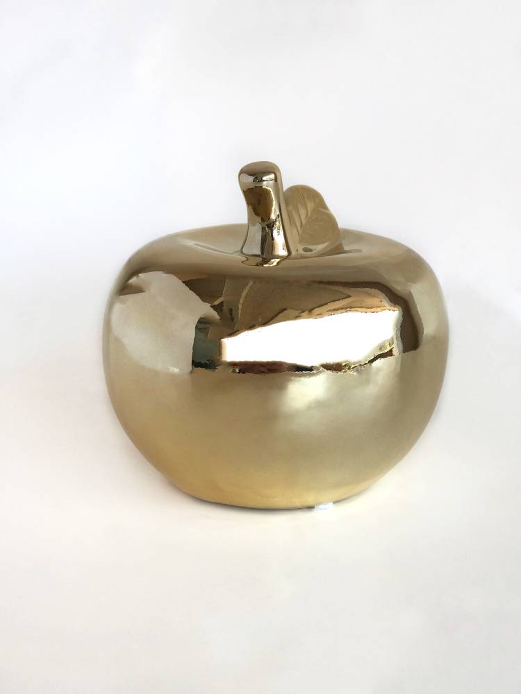 Яблуко керамічне золоте, 17 см