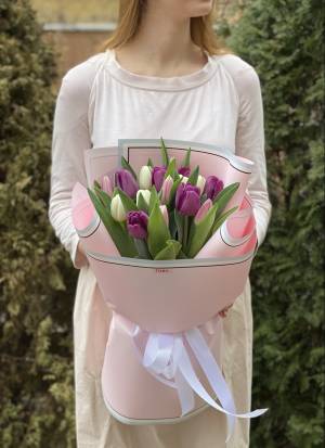 Bouquet of 15 Mixed Tulips - заказ и доставка цветов Киев