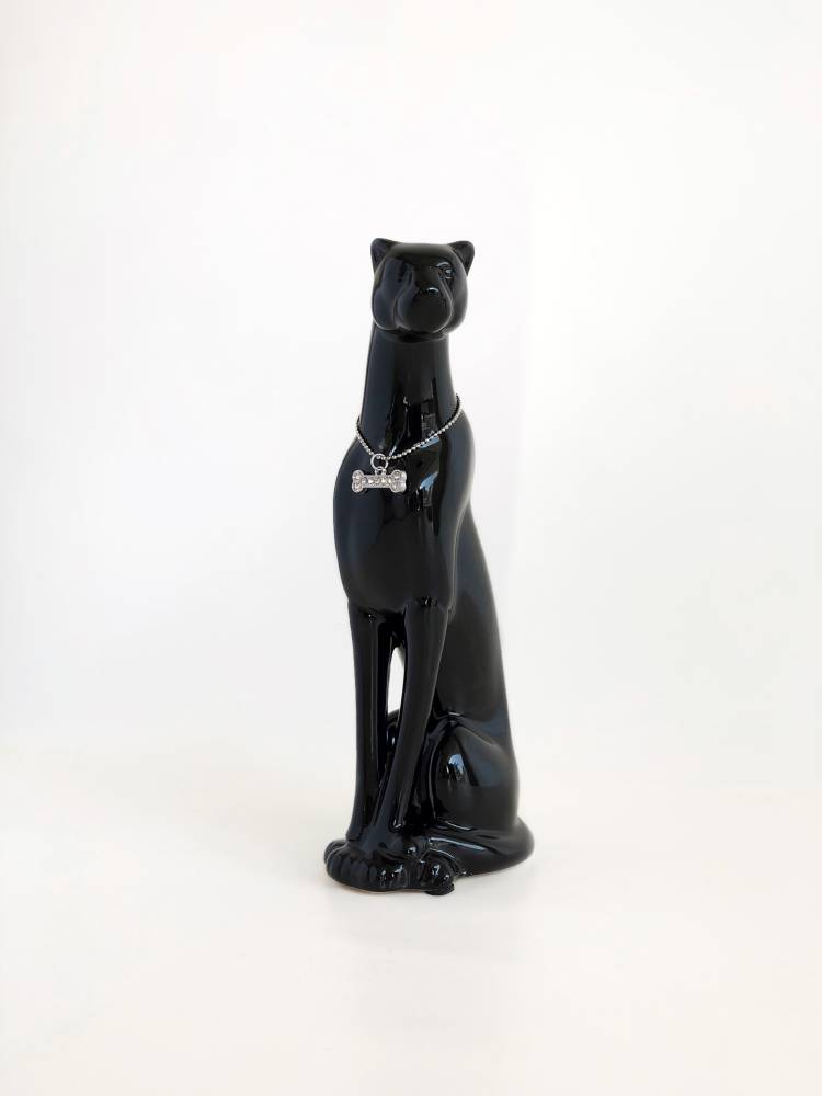 Леопард, блестящий черный, фарфор 15 cм, в ассортименте