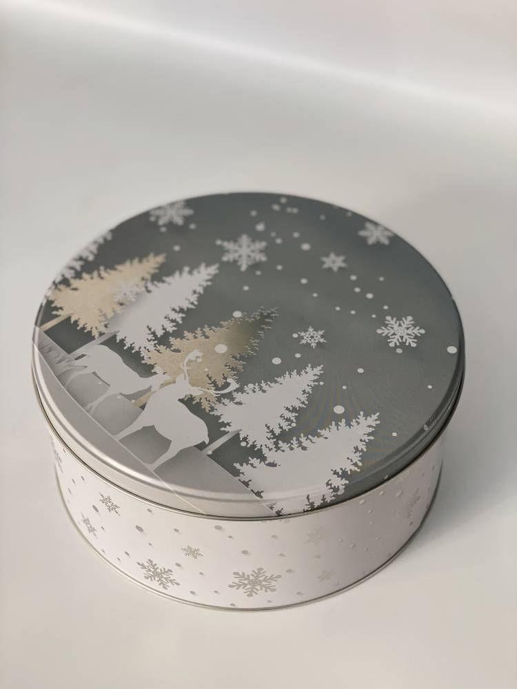 Кругла металева коробка із новорічним дизайном 16x7,5x16cm