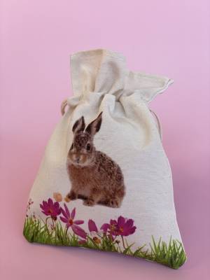 Подарунковий пакет із кроликом, беж, (W/H) 13x19cm - заказ и доставка цветов Киев