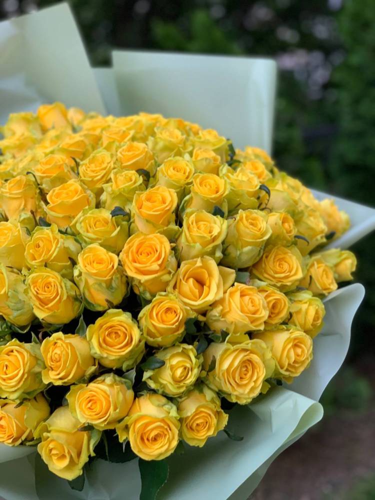 Букет 101 Жовта троянда