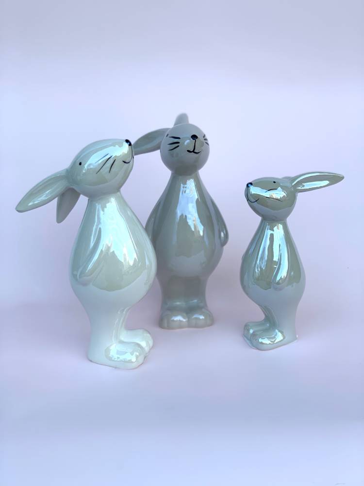 Статуетка Кролик сірий/білий керамічний 8*13*5 см