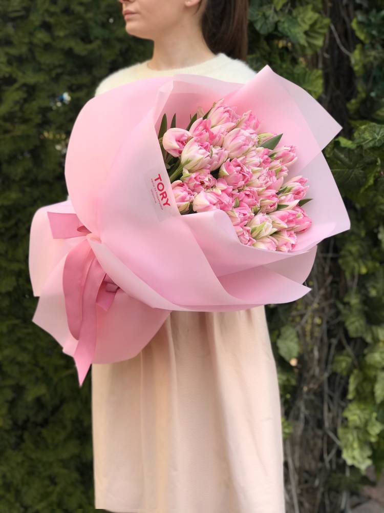 Bouquet of 35 Pink Peony Tulips