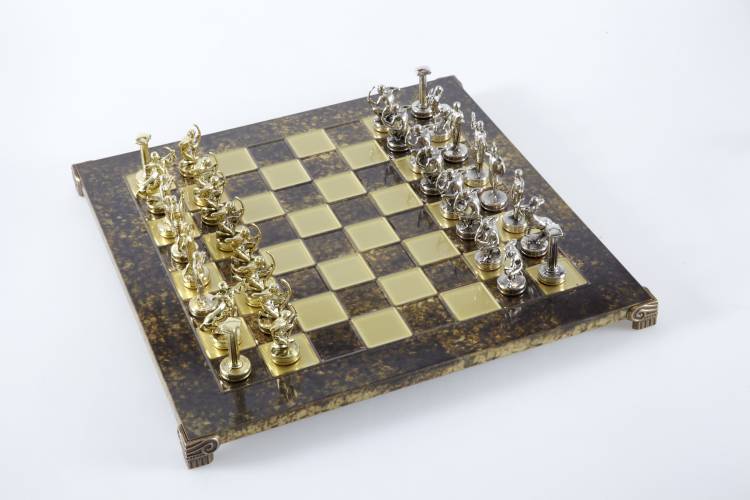 Шаховий набір Подвиги Геркулеса, коричнева шахівниця, 36см