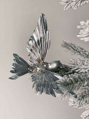 Колибри на клипсе серебро, 19 см - заказ и доставка цветов Киев