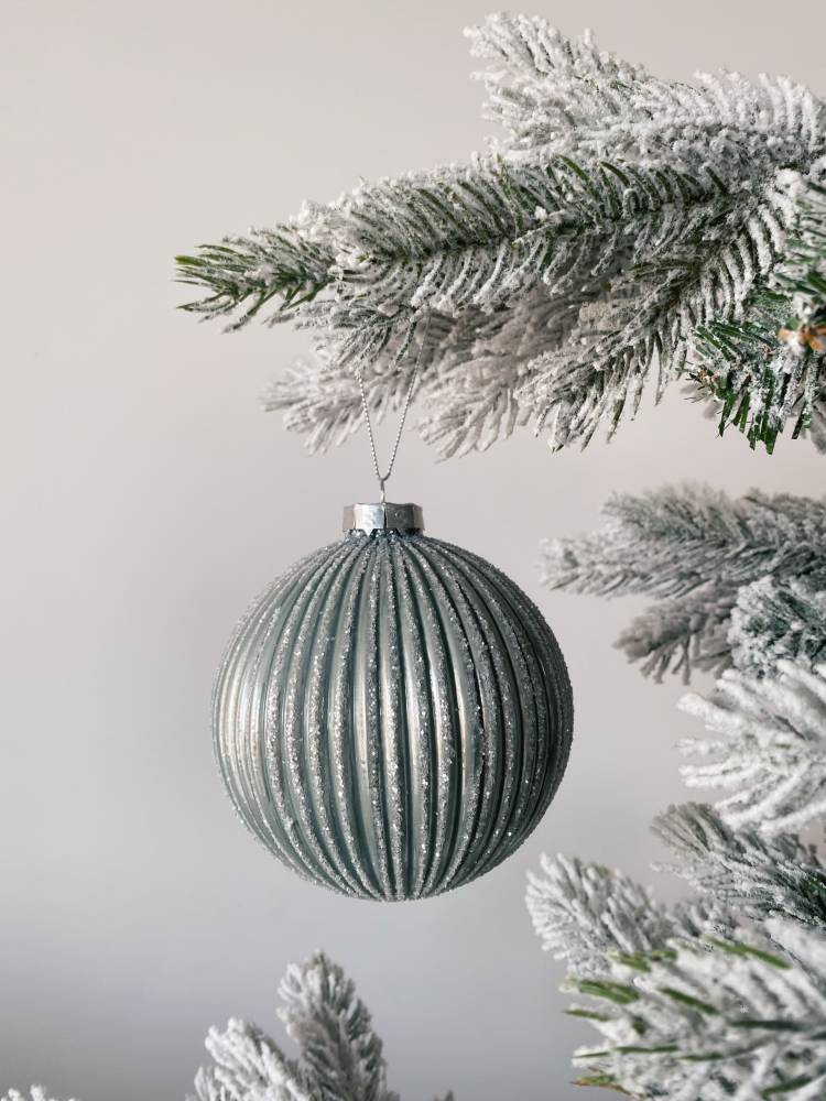 Новорічна прикраса Різдвяна куля, срібло, 10 см