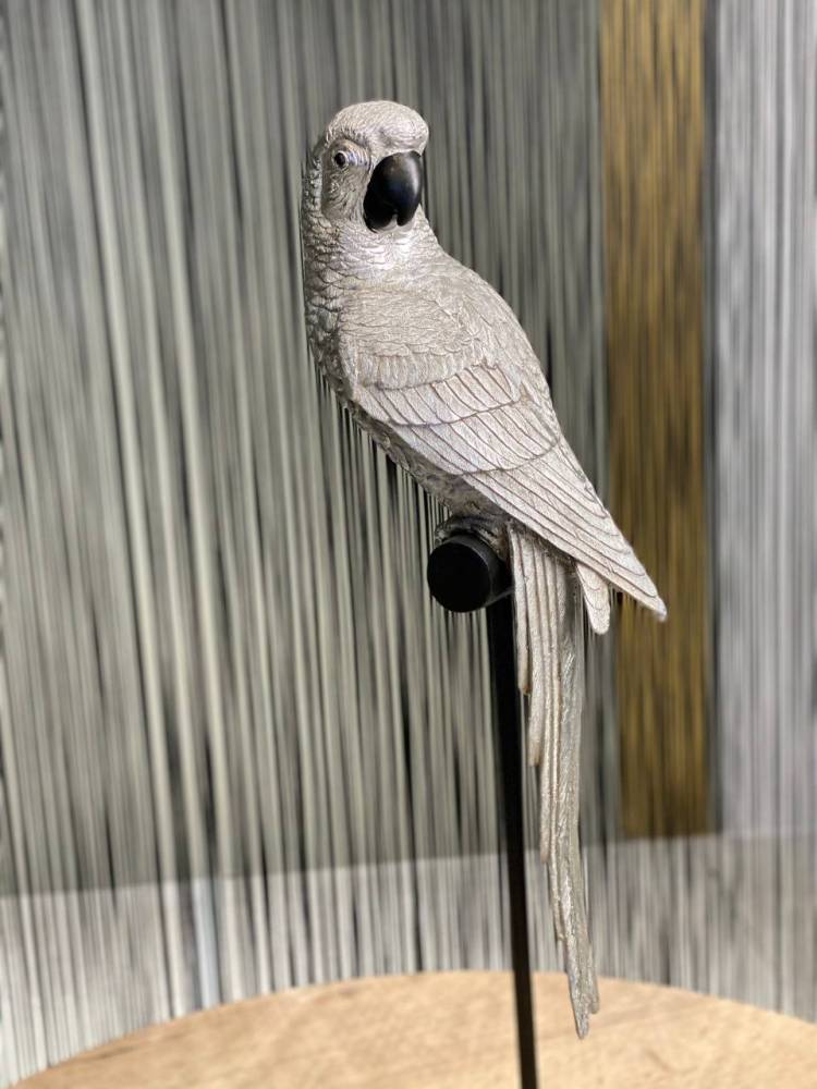 Декор Папуга на жердинці срібло