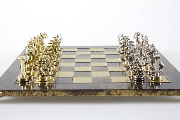 Шаховий набір Подвиги Геркулеса, коричнева шахівниця, 36 см